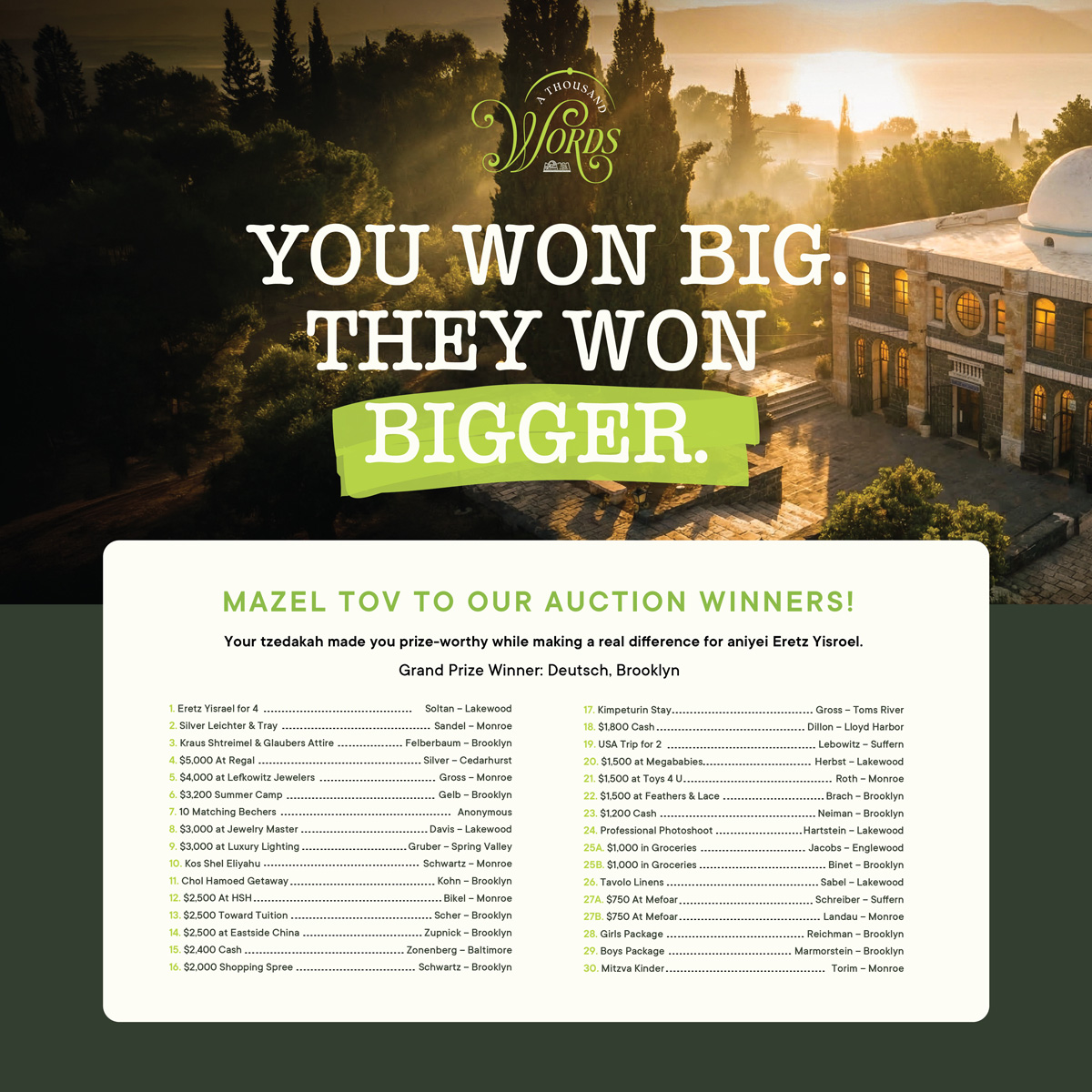 2026 Auction Winners